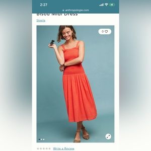 Anthropologie Steele Bisou red midi cotton dress